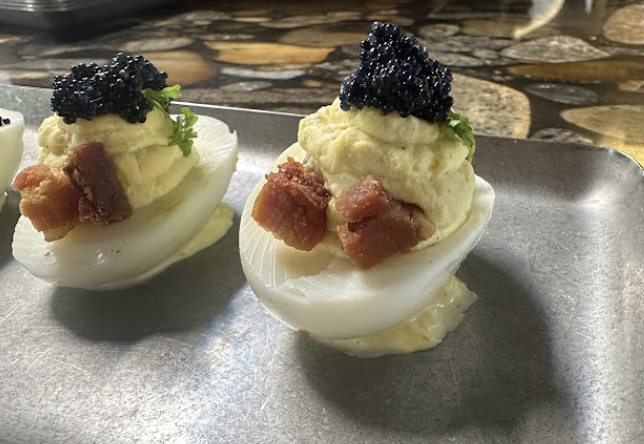 Carson Kitchen signature dishes Baked Mac & CheeseBacon BurgerDeviled Eggs